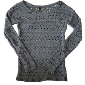 sz large Womens Gray Open Knit Sexy Minimalist Scoop Neck Sweater by Full Tilt
